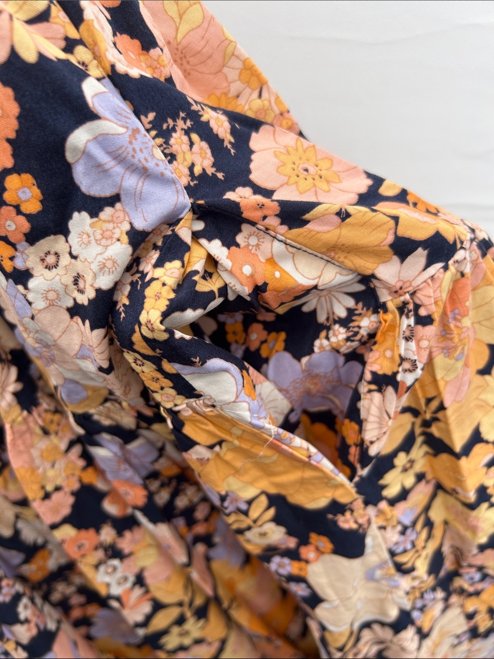 Free People Park Slope Maxi Dress Navy blue with Peach Lilac flowers - Picture 7 of 8